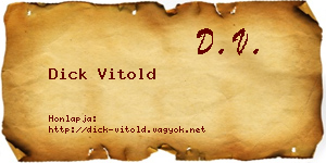 Dick Vitold névjegykártya